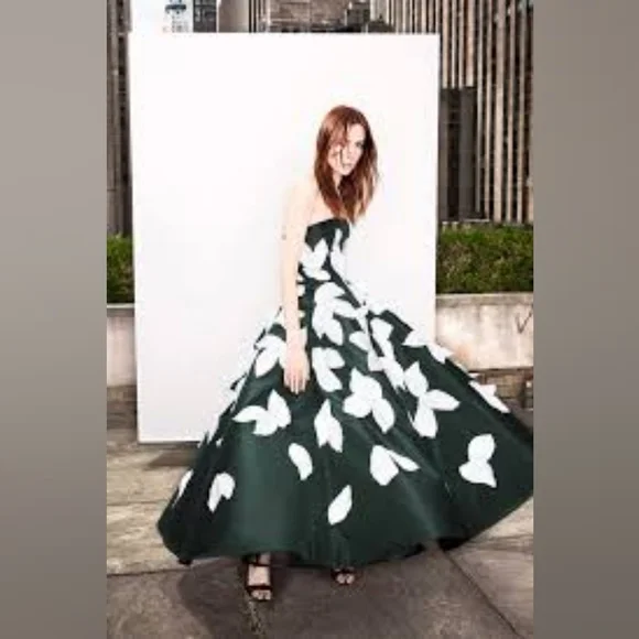 ❤️BUY2️⃣GET1️⃣🆓 $6,740 NEW OSCAR DE LA RENTA GREEN WHT SILK FLORAL DRESS 8 - Picture 13 of 15